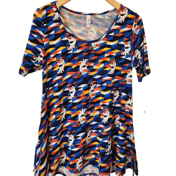 LuLaRoe Tops - Disney Olaf Frozen Geometric Print Swing Tunic Top Shirt Vacation Cute Comfy S